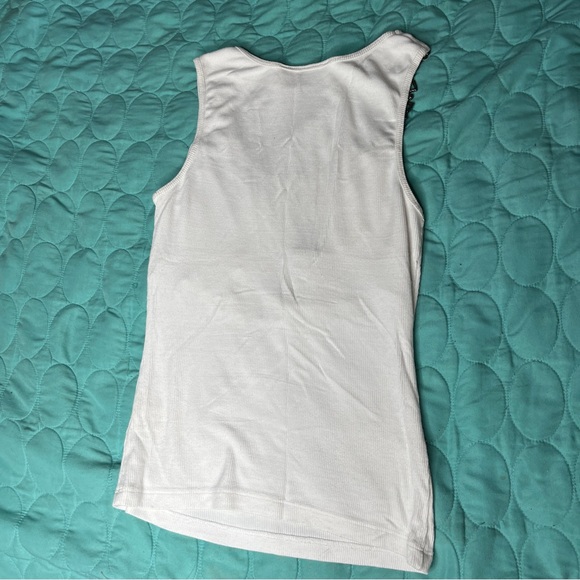 Paris Line White Tank Top with Metal Jewel Detailing On 1 Arm - Picture 4 of 4